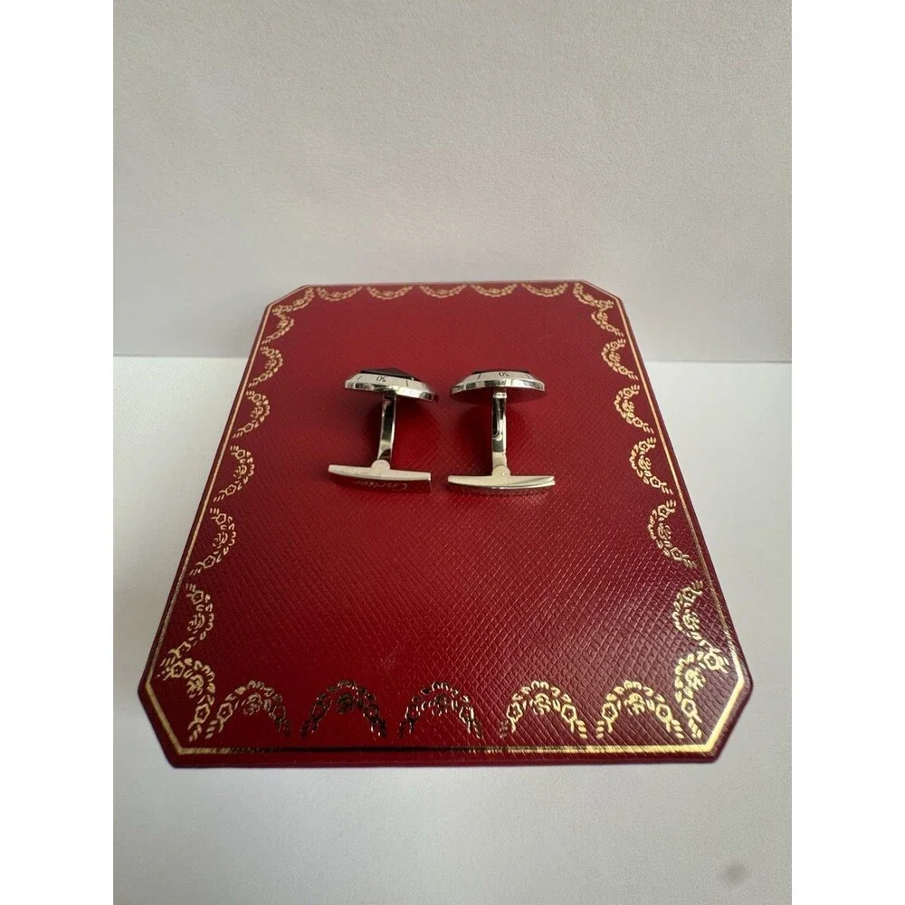 Cartier Pasha Watch Cufflinks Black SVL Luxury Large Button Jewelry